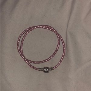 Pandora pink leather wrap bracelet